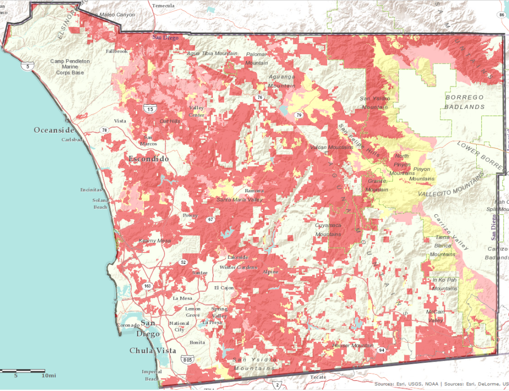 SD County: Wildfire Hazard Map displays level of risk