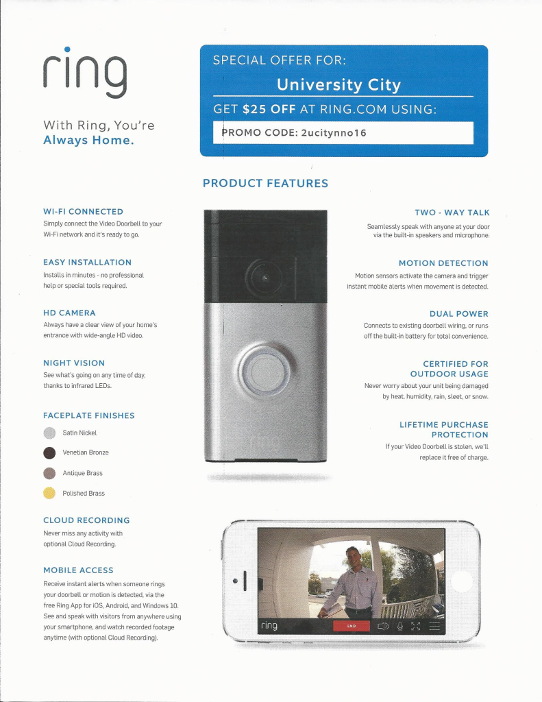 Ring Doorbell, National Night Out sponsor, offers promo code for 25